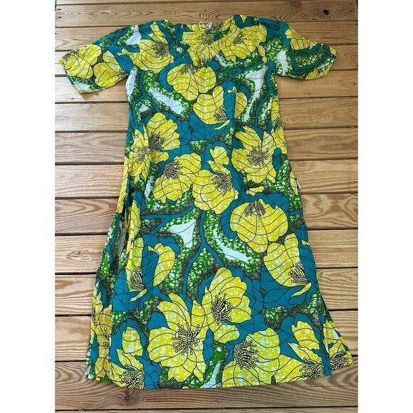 Vintage Dresses & Skirts - Vintage Floral Patterned Dress Size Medium Women’s Blue Yellow